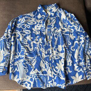 NWT Mara Hoffman Organic Cotton Pattern Linen Button Shirt